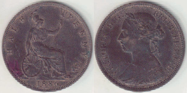 1886 Great Britain Half Penny (aUnc) A003275